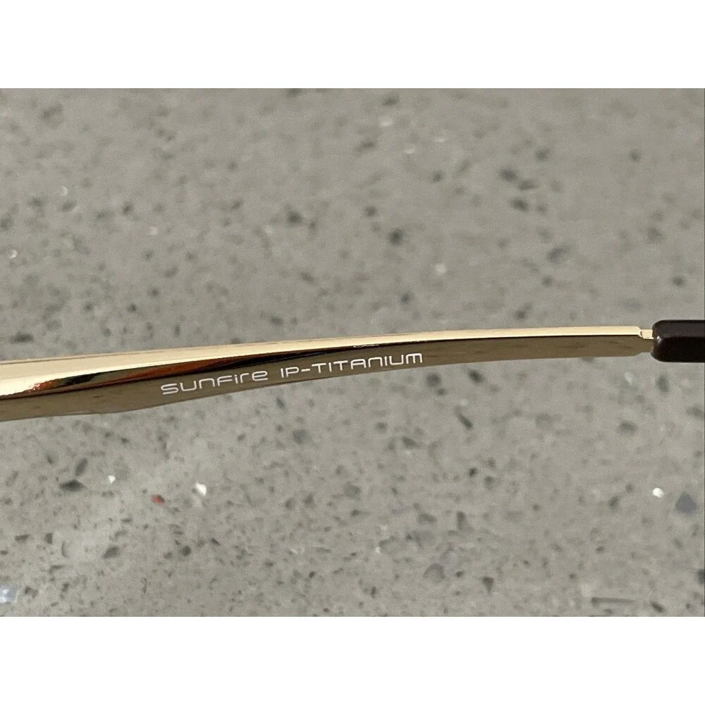 SUNFIRE EYEWEAR 54-16-145 S-8018 EYEGLASSES FRAMES ONLY gold rectangle full rim
